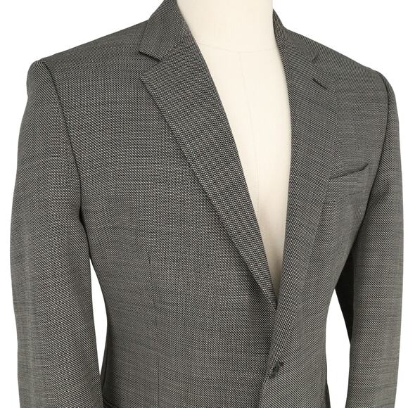Calvin Klein Sport Coat Mens 42L Wool Black White Micro Check Jacket Career - Picture 7 of 15